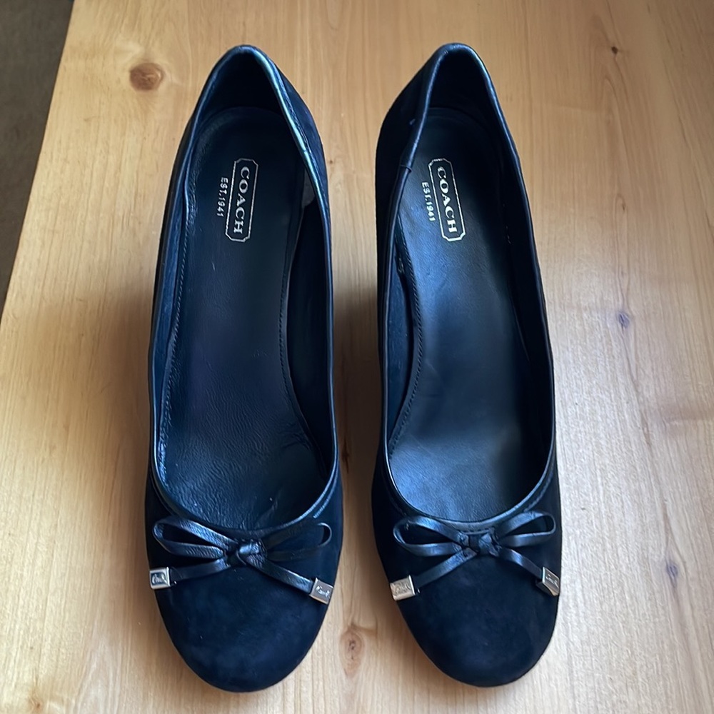 Coach Black Suede Wedge Shoes. - Picture 7 of 16